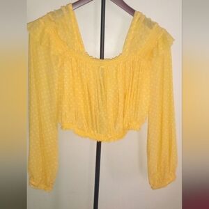 Free People Yellow Polka Dot Blouse GET READY FOR SUMMER!!!!!